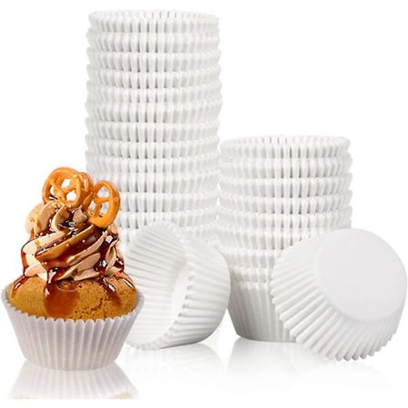 Muffinsformar papper, 100 stycken, muffinsformar papper diameter 5 cm, 3 cm höga (vita)