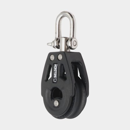 Polea simple con grillete Seldén BBB 30, giratoria, con rodamientos, para cabos Ø4 - 8 mm