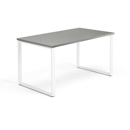Desk QBUS, 1400x800 mm, O-frame, white frame, light grey