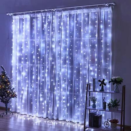 Julelys Led Fairy String Curtain Lights 8 Tilstande Fjernbetjening Usb Festoon Jul Indretning Til Hjem Ferie Nytår Lampe White 3M(W)X3M(H) 300 LEDS