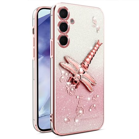 SKALO Samsung S25 KADEM Dragonfly Glitter Cover - Pink