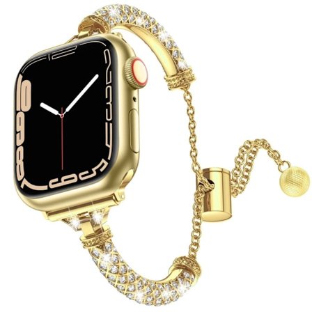 Apple Watch Series 8 (45mm) / Watch Ultra moderiktigt strassarmband - Guld