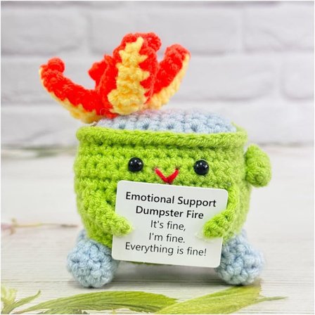 Virkatusta paperista kori tunnetuella, palovyökortti, söpö huoneen sisustus, neulelelu, hauska virkattu tukikumppanin lahja ystävälle (ruoho V