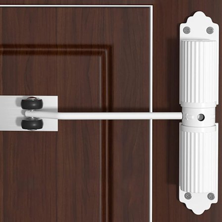 Yksinkertainen automaattinen oven sulkija, säädettävä jousi oven sulkija, kotitalouden sulkulaite, rullalla, valkoinen valualumiini