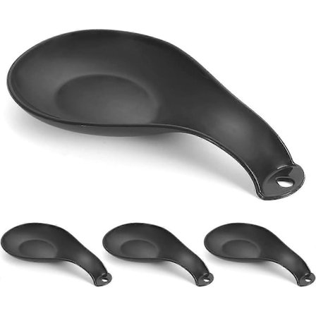 Svart Plast Skedstöd 4-pack, Skedhållare för Spishäll, köksredskap UVG