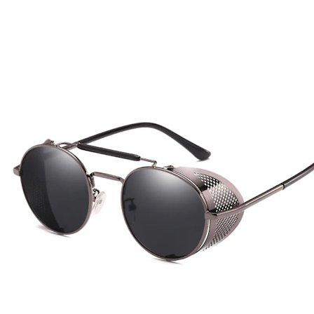 Trendiga Retro Steampunk Solglasögon Män Märkesdesigner Runda Steam Punk Legering Solglasögon Goggles För Kvinnor UV400 Gafas de Sol