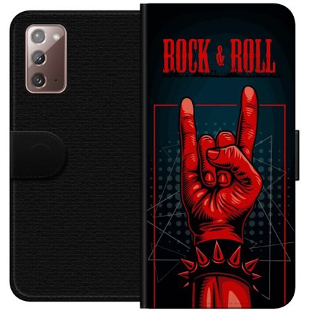 Yhteensopiva Lompakkokotelo Samsung Galaxy Note20 Rock & Roll käsimerkki – Punainen ja musta muotoilu, jossa vaikutteita raskaasta metallista