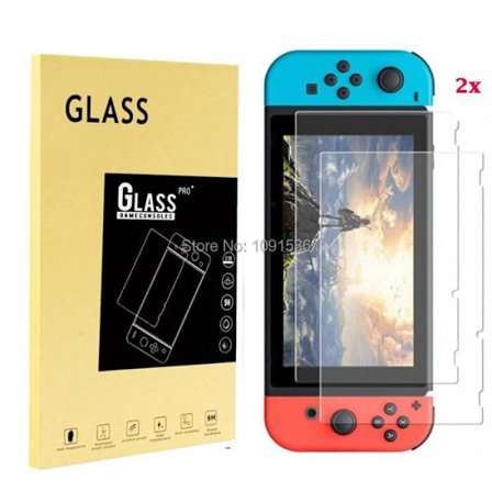 2 st härdat glas skärmskydd för Nintendo Switch, ultratunn glasskyddsfilm, E