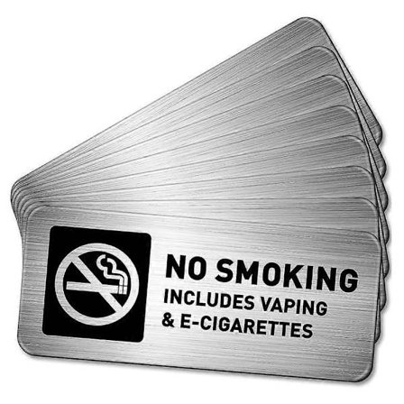8 Stykker Røyking Forbudt Skilt 17,8 x 7,6 cm Røyking Forbudt Skilt Selvklebende Metall Industriell Advarselsmarkør for Kontor Utendørs Innendørs 