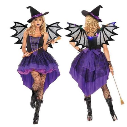 Halloween Gave Halloween Kostumer Til Piger Kvinder Glitrende Bat Assistant Med Elastiske Skulderstropper