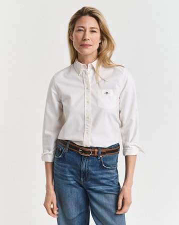 GANT Damen Regular Fit Classic Oxford-Bluse (44) Weiß