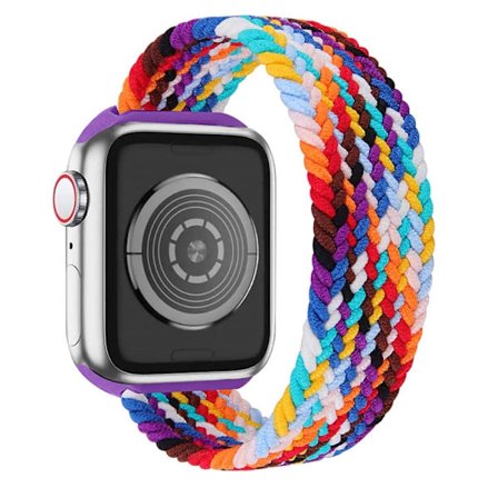 Apple Watch (45 mm) elastiskt klockarmband - Regnbåge / Storlek: M