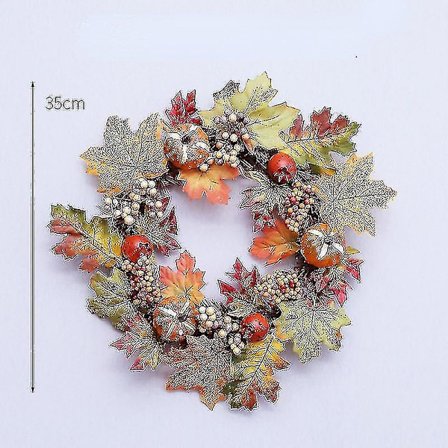 Høstkrans med gresskar, lønneblad og bær - Dørdekorasjon til hjemmet