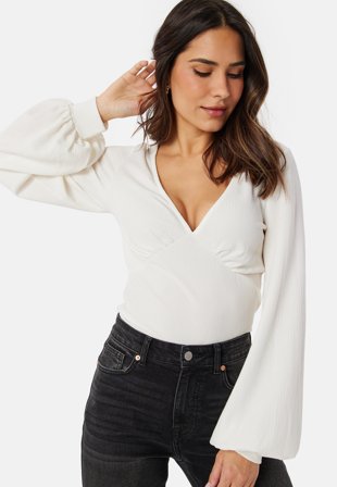 BUBBLEROOM V-neck Puff Sleeve L/S Top Klær