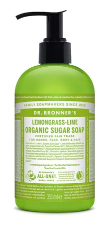 Dr. Bronner's Organic Sugar Soap Lemongrass Lime 355 ml, Skincare, Kropspleje, Bodyshampoo