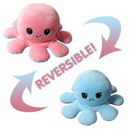 Kaksipuolinen käännettävä Octopus Pehmolelut Eläimet Nukke Lahja Pink light blue