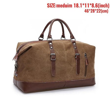 Markroyal Canvas Læder Herre Rejsetasker Håndbagage Tasker Herre Duffel Tasker Håndtaske Rejsetaske Stor Weekendtaske Overnatning(Coffee medium)