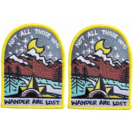 Broderad campingpatch för vandringslust "Inte alla som vandrar är vilse" Fras Stryk på patch för resenärskläder Väskor Jacka Jeans Turistryggsäck