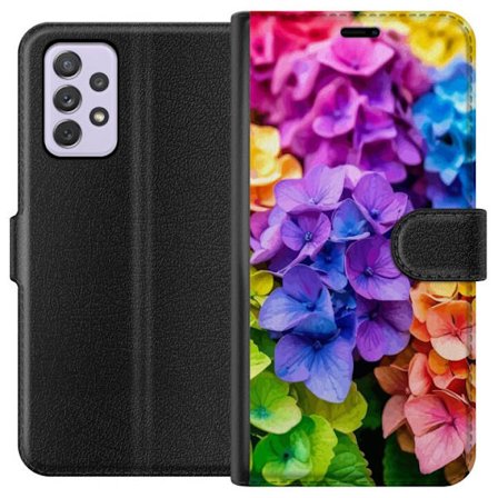 Kompatibelt Lommeboketui til Samsung Samsung Galaxy A52s 5G Hydrangea blomster hortensia blomster fargerike regnbue blomstermønster rosa blå lilla g