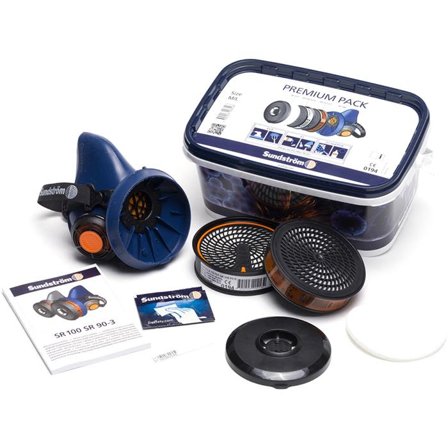 Sundström SR 100 Premium Pack Halvmaske størrelse M/L, med tilbehør, Ånderettsvern