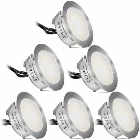 6-pack integrerat LED-däckljus-kit, (uppgraderad version) IP67 vattentät mark LED-däckljus, lågspännings-LED-lampor för trädgård, uteplatstrappor