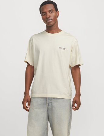 Jack & Jones Jorislington Type Tee Ss Crew Neck Sn - Cream - S