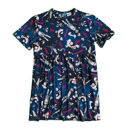 Gremlins Dam/Dam Smoky All-Over Print Smock Klänning S Marinblå