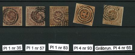 Danmark - 5 plade 4RBS på indstikskort - Stemplet