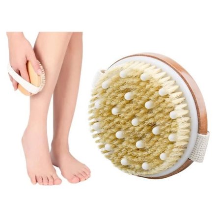 Massasjebørste i naturlig tre - Unisex - Eksfolierer og masserer huden - 10,5 x 3,5 cm