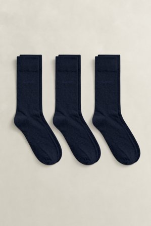 GANT Herren 3er-Pack Weiche Baumwollsocken (43-45) Marineblau