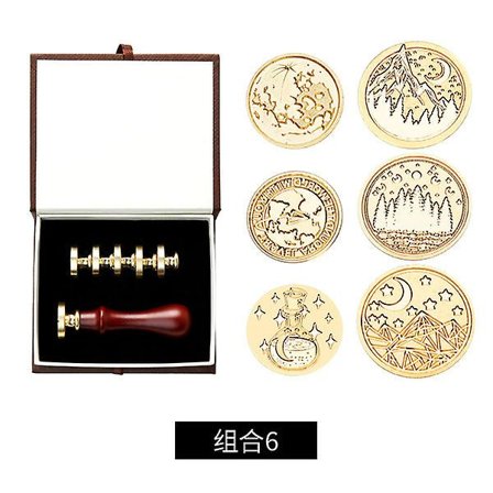 Set med vaxförseglingsstämplar, avtagbart förseglingshuvud i koppar, vintage klassiskt lyxigt förseglingsstämpelset med presentask