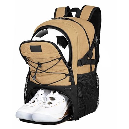 Fotballsekk, Multi-Sport Gymbag med Ballholder & Ventilert Skolomme - Vannavstøtende Atletisk Ryggsekk for Basketball, F