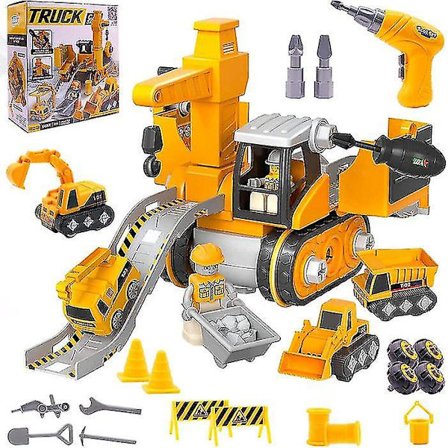 Montering av byggebiler lastebilsett DIY konstruksjon demontering lastebil leketøy bil pedagogisk spill for barn