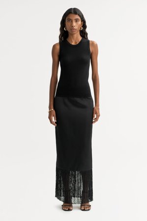 Soft Goat - Fringe skirt - XL - Black