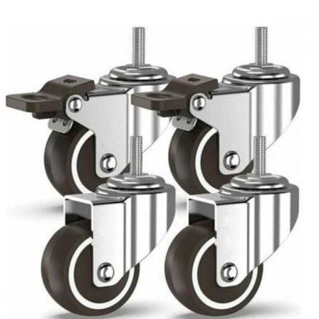 50 mm länkhjul med broms 4× M10 gängad tapp enkel montering för möbeltransportvagn
