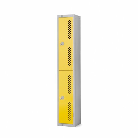 Elite perforated locker, 2 door, 1800x300x450 mm, yellow