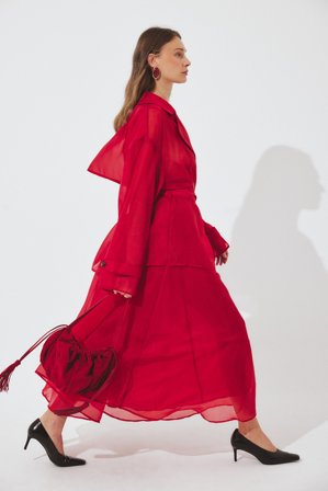 Pelin x NA-KD Organza Midi Skirt - Mellemlange nederdele - Rød - EU 42