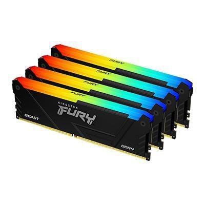 Kingston FURY Beast RGB - DDR4 - sett - 128 GB: 4 x 32 GB - DIMM 288-pin - 3600 MHz / PC4-28800 - ikke-bufret