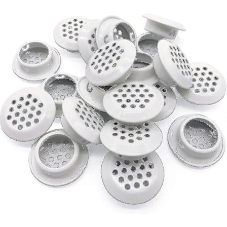 20 stk Luftventiler 25mm Sirkulær Soffit Ventil Rustfritt Stål Rund Ventil Mesh Hull Louvre For Kjøkken Baderom Skap Garderobe (hvit)