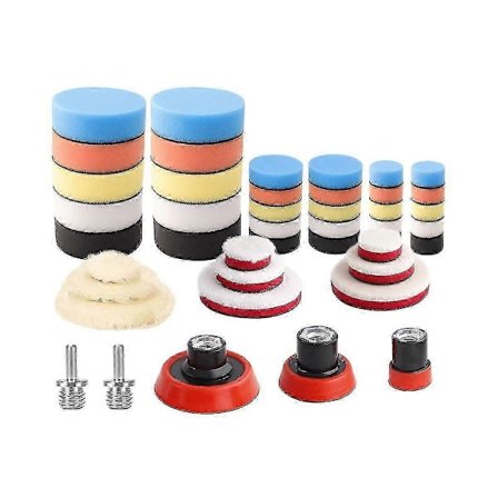 Bil Skum Boremaskine Poleringspude Sæt, 44 stk. 1 tomme 2 tommer 3 tommer Detalje Polerings Buffing Pude Mix Størrelse Bil Detaljeringssæt