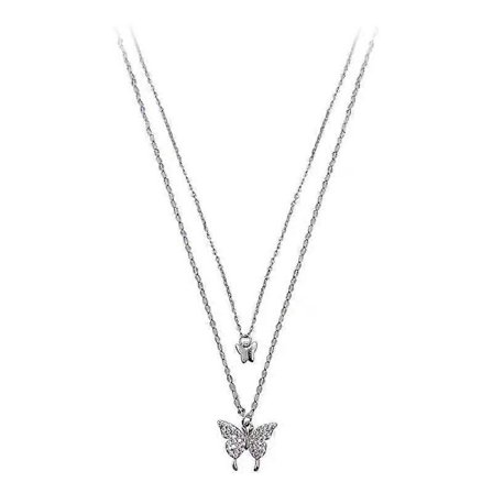 Ny Skinnende Sommerfugl Halskæde Damer Udsøgt Dobbelt Lag Kraveben Kæde Halskæde Smykker til Damer Gave