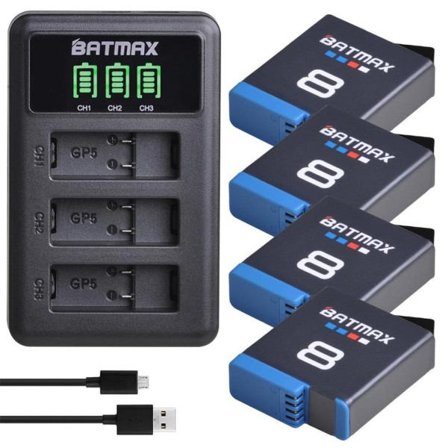 GoPro Hero 8 hero 7 hero8 Sort Batteri GoPro 5 Hero 6 Batteri Akkus + LED USB Oplader