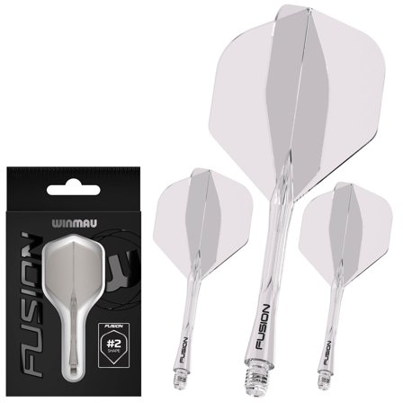 Winmau Fusion Integrated Flight & Shaft Dart Set - Clear - Professional - 90 Degree Wing Design - Advanced Polymers - Short/Intermediate/Medium