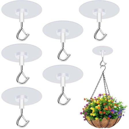 6-pakning Selvklebende Tak Kroker – Ekstra Sterkt Feste for Planter, Vindspill & Fuglematere – Ingen Boring