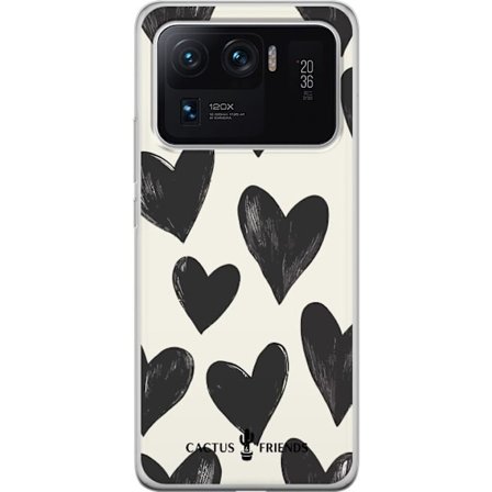 Kompatibel Mobilcover til Xiaomi Xiaomi Mi 11 Ultra Cactus and Friends - Bold Black Love Pattern