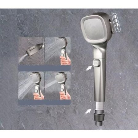 Tryckshowerhuvud Vattenstopp Duschset Hushålls Handdusch Bad Artificiell