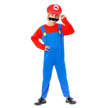 Mario Halloween-dräkt för barn, Super Mario Cosplay 1 Barn L-kod