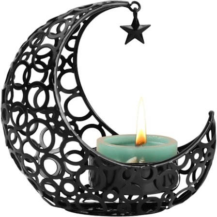 Måneformad ljusstake Måne vax ljusstakar Svart halvmåne ljusstake Vintage ljusstake f