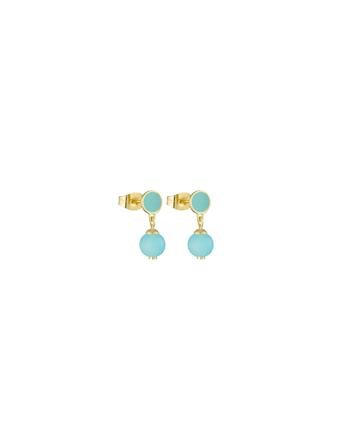 Ball Beads Earhangers Blue Design Letters