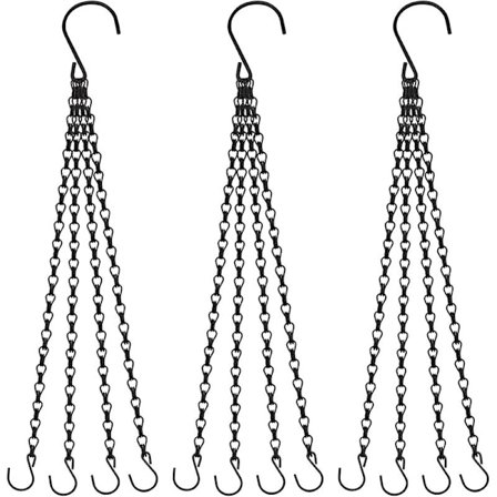 3 stk. Svart Kjede 4-tråds Anheng 58cm Hengekurv Kjede Egnet for Hengende Fuglematere, Blomsterpotter, Fuglebad og Lyktdekorasjoner